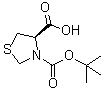 (4R)-3-(叔丁氧羰基)-1,3-噻唑烷-4-羧酸分子结构 (CAS 51077-16-8)