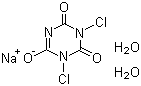 二氯异氰尿酸钠二水合物分子结构 (CAS 51580-86-0)