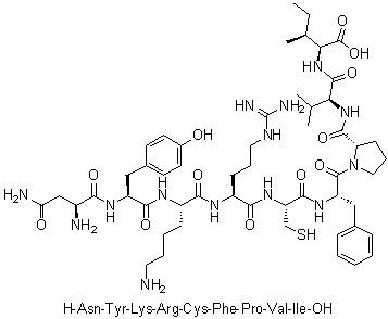 L-天冬氨酰胺酰-L-酪氨酰-L-赖氨酰-L-精氨酰-L-半胱氨酰-L-苯丙氨酰-L-脯氨酰-L-缬氨酰-L-异亮氨酸分子结构 (CAS 528548-82-5)