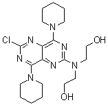 2-二乙醇氨基-6-氯-4,8-二哌啶嘧啶并[5,4-d]嘧啶分子结构 (CAS 54093-92-4)