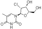 2'-氯-2'-脱氧-5-甲基尿苷分子结构 (CAS 54898-34-9)