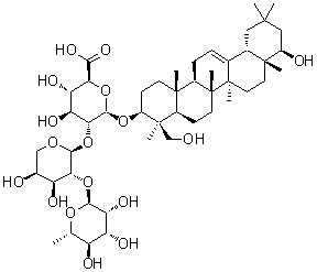 CAS # 55319-36-3, Soyasaponin B-II, (3beta,4beta,22beta)-22,23-Dihydroxyolean-12-en-3-yl O-6-deoxy-alpha-L-mannopyranosyl-(1→2)-O-alpha-L-arabinopyranosyl-(1→2)-beta-D-glucopyranosiduronic acid, Oleanane