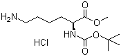 N-叔丁氧羰基赖氨酸甲酯盐酸盐分子结构 (CAS 55757-60-3)
