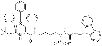 N6-[N-[(1,1-Dimethylethoxy)carbonyl]-S-(triphenylmethyl)-L-cysteinyl]-N2-[(9H-fluoren-9-ylmethoxy)carbonyl]-L-lysine molecular structure (CAS 587854-43-1)