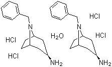 (3-内)-8-苄基-8-氮杂双环[3.2.1]辛-3-胺盐酸盐一水合物分子结构 (CAS 612483-03-1)