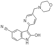 2-Hydroxy-3-[5-[(morpholin-4-yl)methyl]pyridin-2-yl]-1H-indole-5-carbonitrile molecular structure (CAS 612487-72-6)