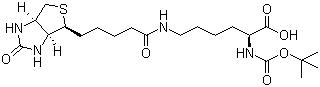 N-叔丁氧羰基-N'-生物素-L-赖氨酸分子结构 (CAS 62062-43-5)