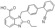 1-[(2'-氰基-1,1'-联苯-4-基)甲基]-2-乙氧基-7-苯并咪唑羧酸分子结构 (CAS 632322-61-3)