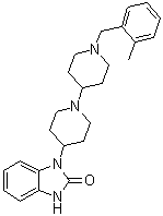 1,3-二氢-1-[1'-[(2-甲基苯基)甲基][1,4'-联哌啶]-4-基]-2H-苯并咪唑-2-酮分子结构 (CAS 634616-95-8)