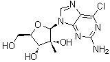 6-Chloro-9-(2-C-methyl-beta-D-ribofuranosyl)-9H-purin-2-amine molecular structure (CAS 640725-74-2)
