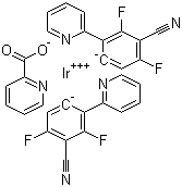 双[2-(4,6-二氟-5-氰基苯基吡啶-C2,N)](2-吡啶甲酸)合铱分子结构 (CAS 665005-28-7)