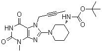 [(3R)-1-[7-(2-丁炔基)-2,3,6,7-四氢-3-甲基-2,6-二氧代-1H-嘌呤-8-基]-3-哌啶基]氨基甲酸叔丁酯分子结构 (CAS 666816-91-7)