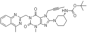 [(3R)-1-[7-(2-丁炔基)-2,3,6,7-四氢-3-甲基-1-[(4-甲基-2-喹唑啉基)甲基]-2,6-二氧代-1H-嘌呤-8-基]-3-哌啶基]-氨基甲酸叔丁酯分子结构 (CAS 668273-75-4)