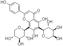 6-alpha-L-阿拉伯吡喃糖基-5,7-二羟基-2-(4-羟基苯基)-8-beta-D-吡喃木糖基-4H-1-苯并吡喃-4-酮分子结构 (CAS 677021-30-6)