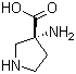 (3R)-3-氨基吡咯烷-3-羧酸分子结构 (CAS 6807-92-7)
