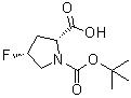 (2R,4R)-1-(叔丁氧羰基)-4-氟吡咯烷-2-羧酸分子结构 (CAS 681128-51-8)