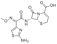 CAS # 68403-31-6, (E)-Ceftizoxime, (6R,7R)-7-((E)-2-(2-Aminothiazol-4-yl)-2-(methoxyimino)acetamido)-8-oxo-5-thia-1-azabicyclo[4.2.0]oct-2-ene-2-carboxylic Acid