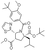 (2S,4S,5R)-1-[4-(1,1-Dimethylethyl)-3-methoxybenzoyl]-2-(2-methylpropyl)-5-(2-thiazolyl)-2,4-pyrrolidinedicarboxylic acid 2-(1,1-dimethylethyl) 4-methyl ester molecular structure (CAS 687636-13-1)