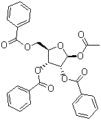 1-乙酰氧基-2,3,5-三苯甲酰氧基-1-beta-D-呋喃核糖分子结构 (CAS 6974-32-9)