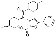 3-[(trans-4-Hydroxycyclohexyl)[(4-methylcyclohexyl)carbonyl]amino]-5-phenyl-2-thiophenecarboxylic acid molecular structure (CAS 713139-25-4)