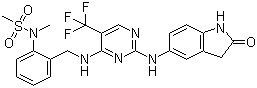 N-Methyl-N-[2-[[[2-[(2-oxo-2,3-dihydro-1H-indol-5-yl)amino]-5-trifluoromethylpyrimidin-4-yl]amino]methyl]phenyl]methanesulfonamide molecular structure (CAS 717906-29-1)