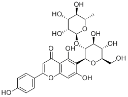CAS # 72036-50-1, 2"-O-α-L-Rhamnopyranosyl-isovitexin, Isovitexin 2 inverted exclamation marka,6-[(2S,3R,4S,5S,6R)-4,5-dihydroxy-6-(hydroxymethyl)-3-[(2S,3R,4R,5R,6S)-3,4,5-trihydroxy-6-methyloxan-2-yl]oxyoxan-2-yl]-5,7-dihydroxy-2-(4-hydroxyphenyl)chromen-4-one