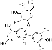 氯化锦葵色素 3-葡糖苷分子结构 (CAS 7228-78-6)