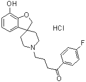 1-(4-氟苯基)-4-(7-羟基螺[苯并呋喃-3(2H),4'-哌啶]-1'-基)-1-丁烷酮盐酸盐分子结构 (CAS 73962-19-3)