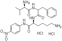 D-缬氨酰-L-苯丙氨酰-L-赖氨酰对硝基苯胺二盐酸盐分子结构 (CAS 74551-31-8)