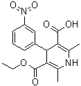 1,4-二氢-2,6-二甲基-4-(3-硝基苯基)-3,5-吡啶二羧酸单乙酯分子结构 (CAS 74936-73-5)