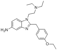 CAS # 75821-80-6, 5-amino-2-[(4-ethoxyphenyl)methyl]-N,N-diethyl-1H-Benzimidazole-1-ethanamine
