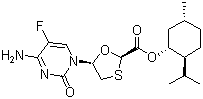 (2R,5S)-5-(4-Amino-5-fluoro-2-oxo-1(2H)-pyrimidinyl)-1,3-oxathiolane-2-carboxylic acid (1R,2S,5R)-5-methyl-2-(1-methylethyl)cyclohexyl ester molecular structure (CAS 764659-72-5)
