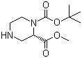 (S)-1-N-叔丁氧羰基哌嗪-2-甲酸甲酯分子结构 (CAS 796096-64-5)