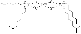 (T-4)-二[O-己基 O-(6-甲基庚基)二硫代磷酸]-锌分子结构 (CAS 84434-50-4)