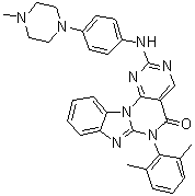 6-(2,6-Dimethylphenyl)-2-[[4-(4-methyl-1-piperazinyl)phenyl]amino]pyrimido[5',4':5,6]pyrimido[1,2-a]benzimidazol-5(6H)-one molecular structure (CAS 847950-09-8)
