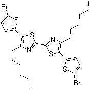 5,5'-双(5-溴-2-噻吩基)-4,4'-二己基-2,2'-联噻唑分子结构 (CAS 853722-91-5)