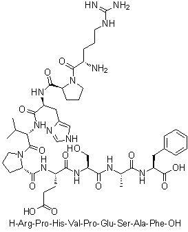 L-精氨酰-L-脯氨酰-L-组氨酰-L-缬氨酰-L-脯氨酰-L-alpha-谷氨酰-L-丝氨酰-L-丙氨酰-L-苯丙氨酸分子结构 (CAS 868527-37-1)