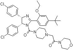 2-[4-[[(4S,5R)-4,5-双(4-氯苯基)-2-[4-(1,1-二甲基乙基)-2-乙氧基苯基]-4,5-二氢-1H-咪唑-1-基]羰基]-1-哌嗪基]-1-(4-吗啉基)乙酮分子结构 (CAS 870120-40-4)