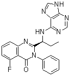 5-Fluoro-3-phenyl-2-[(1S)-1-(9H-purin-6-ylamino)propyl]-4(3H)-quinazolinone molecular structure (CAS 870281-82-6)