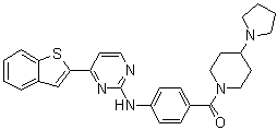 1-[4-[(4-Benzo[b]thien-2-yl-2-pyrimidinyl)amino]benzoyl]-4-(1-pyrrolidinyl)piperidine molecular structure (CAS 873225-46-8)