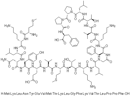 L-蛋氨酰-L-赖氨酰-L-亮氨酰-L-天冬氨酰胺酰-L-酪氨酰-L-alpha-谷氨酰-L-缬氨酰-L-蛋氨酰-L-苏氨酰-L-赖氨酰-L-亮氨酰甘氨酰-L-苯丙氨酰-L-赖氨酰-L-缬氨酰-L-苏氨酰-L-亮氨酰-L-脯氨酰-L-脯氨酰-L-苯丙氨酸分子结构 (CAS 877380-08-0)