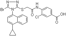 4-[[2-[[5-溴-4-(4-环丙基-1-萘基)-4H-1,2,4-三唑-3-基]硫]乙酰]氨基]-3-氯苯甲酸分子结构 (CAS 878670-61-2)