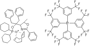 [(1,2,5,6-eta)-1,5-环辛二烯][1-[(4R,5R)-4,5-二氢-5-甲基-2-苯基-4-恶唑基]-2-苯基-1-(苯基甲基)乙基二环己基亚膦酸]铱四[3,5-二(三氟甲基)苯基]硼酸盐分子结构 (CAS 880262-14-6)