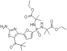 N,N'-[[5-[2-氨基-5-(2,2-二甲基-1-氧代丙基)-4-噻唑基]-2-呋喃基]膦酰]双[2-甲基丙氨酸]二乙酯分子结构 (CAS 882757-24-6)