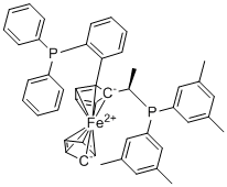 (R)-(+)-1-[(R)-2-(2'-二苯基膦基苯基)二茂铁]乙基二(3,5-二甲苯基)膦分子结构 (CAS 894771-25-6)