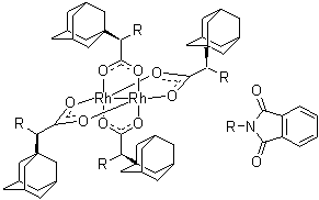 四[mu-[(alphaR)-1,3-二氢-1,3-二氧代-alpha-金刚烷-1-基-2H-异吲哚-2-乙酸]]二铑分子结构 (CAS 909393-65-3)