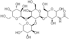 D-O-alpha-L-吡喃岩藻糖基-(1→2)-O-[alpha-D-吡喃半乳糖基-(1→3)]-O-beta-D-吡喃半乳糖基-(1→4)-2-乙酰氨基-2-脱氧-吡喃葡萄糖分子结构 (CAS 909890-21-7)