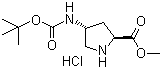 (2S,4R)-4-叔丁氧羰基氨基吡咯烷-2-羧酸甲酯盐酸盐分子结构 (CAS 913742-54-8)