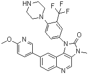 8-(6-Methoxypyridin-3-yl)-3-methyl-1-[4-(piperazin-1-yl)-3-trifluoromethylphenyl]-1,3-dihydroimidazo[4,5-c]quinolin-2-one molecular structure (CAS 915020-55-2)