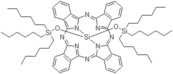 Silicon(IV) phthalocyanine bis(trihexylsilyloxide) molecular structure (CAS 92396-89-9)